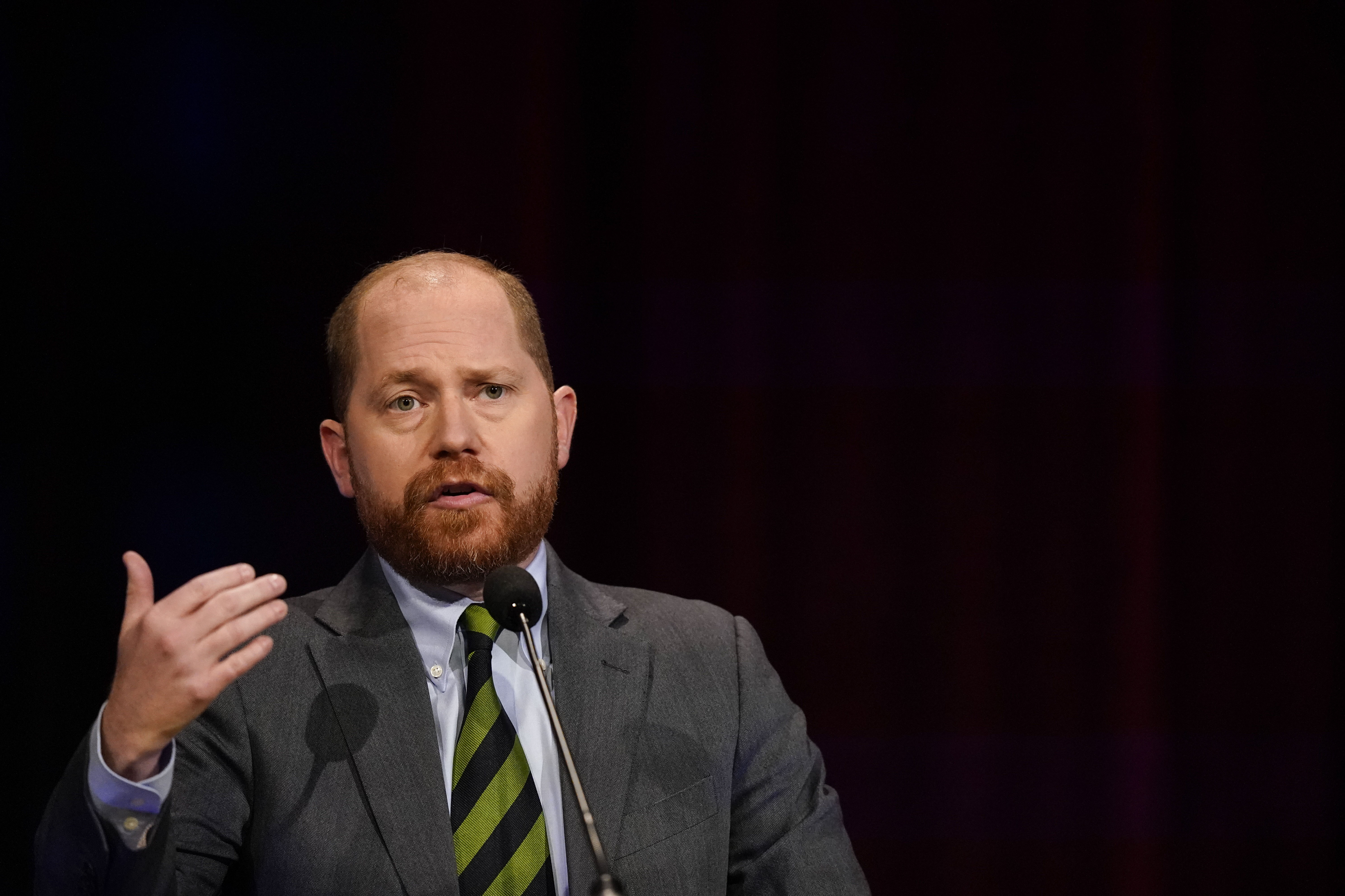 Georgia Lt. Gov candidate Charlie Bailey participates in a democratic primary debate on Tuesday, May 3, 2022, in Atlanta.