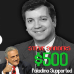 Man in suit with overlaid text “STEVE SANDERS” and “$5000” on dark background.
