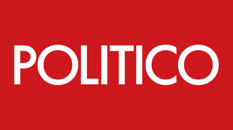 White “POLITICO” lettering on a red background.