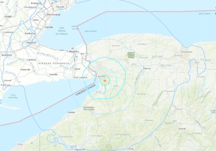 Online map showing Buffalo, New York area and surrounding regions