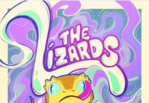 Junior Jerry Jam RAISES FUNDS FOR MULTI-INSTRUMENTALIST AND AWARENESS FOR COLON CANCER SCREENING IN BLACK COMMUNITIES Cartoon lizard illustration with colorful swirls and the text “THE LIZARDS”.