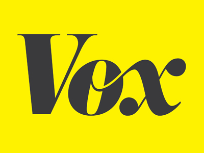 Black Vox wordmark centered on a yellow background