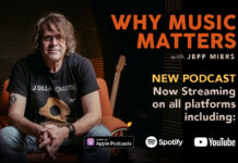 Where the Bands Are: This Week in Live Music and Concert News Person seated in a studio with a guitar, with podcast promo text and platform logos.