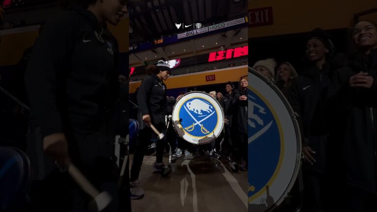 UB Women’s Basketball bangs the drum at the Sabres game!