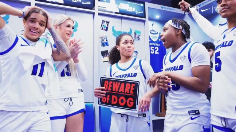 Coach Burke gives out the Dog of the Game award after big WNIT win
