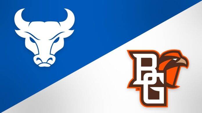 Team logos show a bull silhouette on blue and a Bowling Green-style B logo on white.