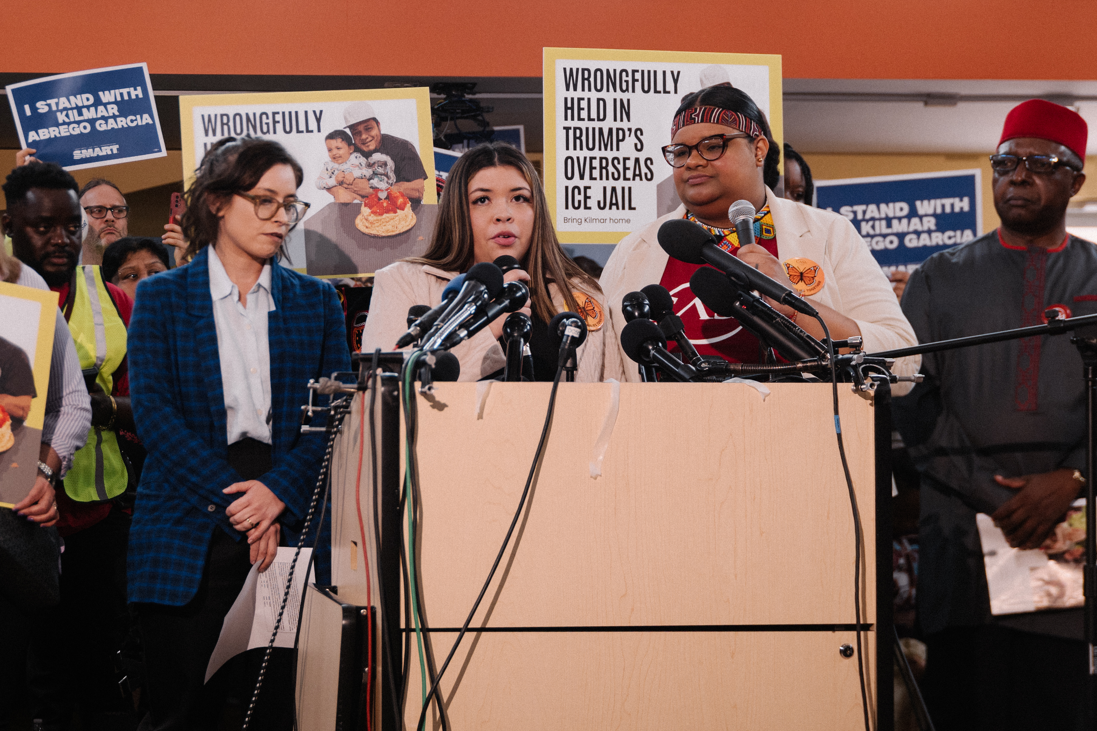 Jennifer Vasquez Sura speaks at a rally