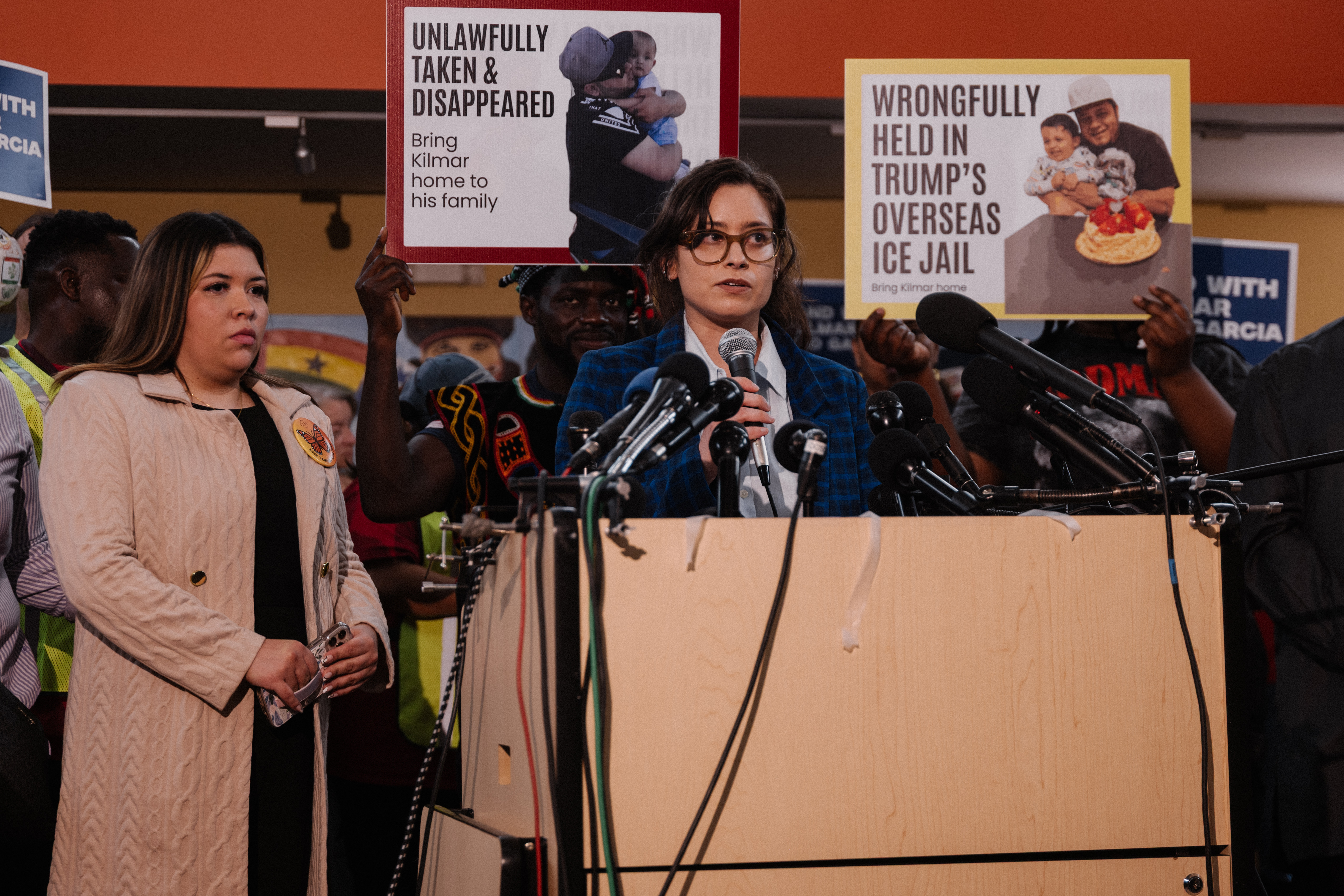 Lucia Curiel speaks at a podium