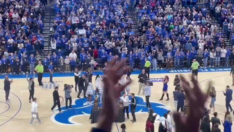UB women’s basketball celebrates a WNIT win