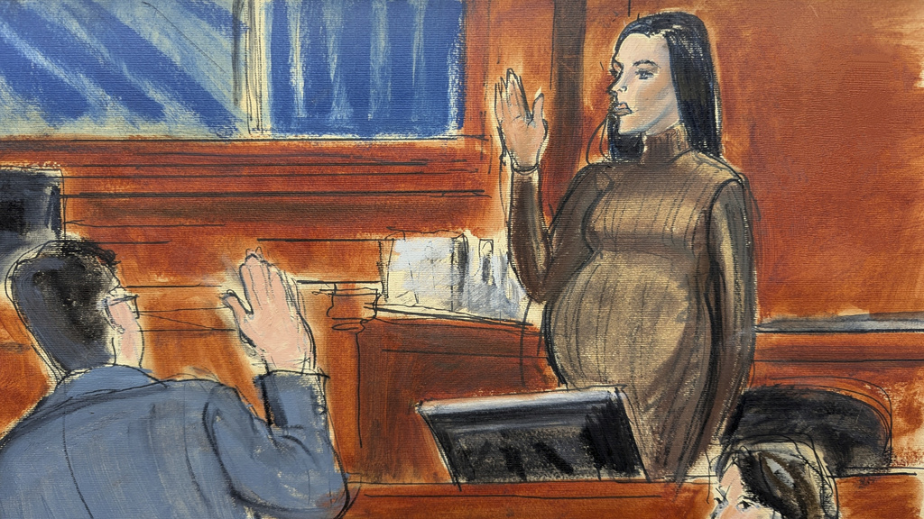 Courtroom rendering of Cassie Ventura taking the stand
