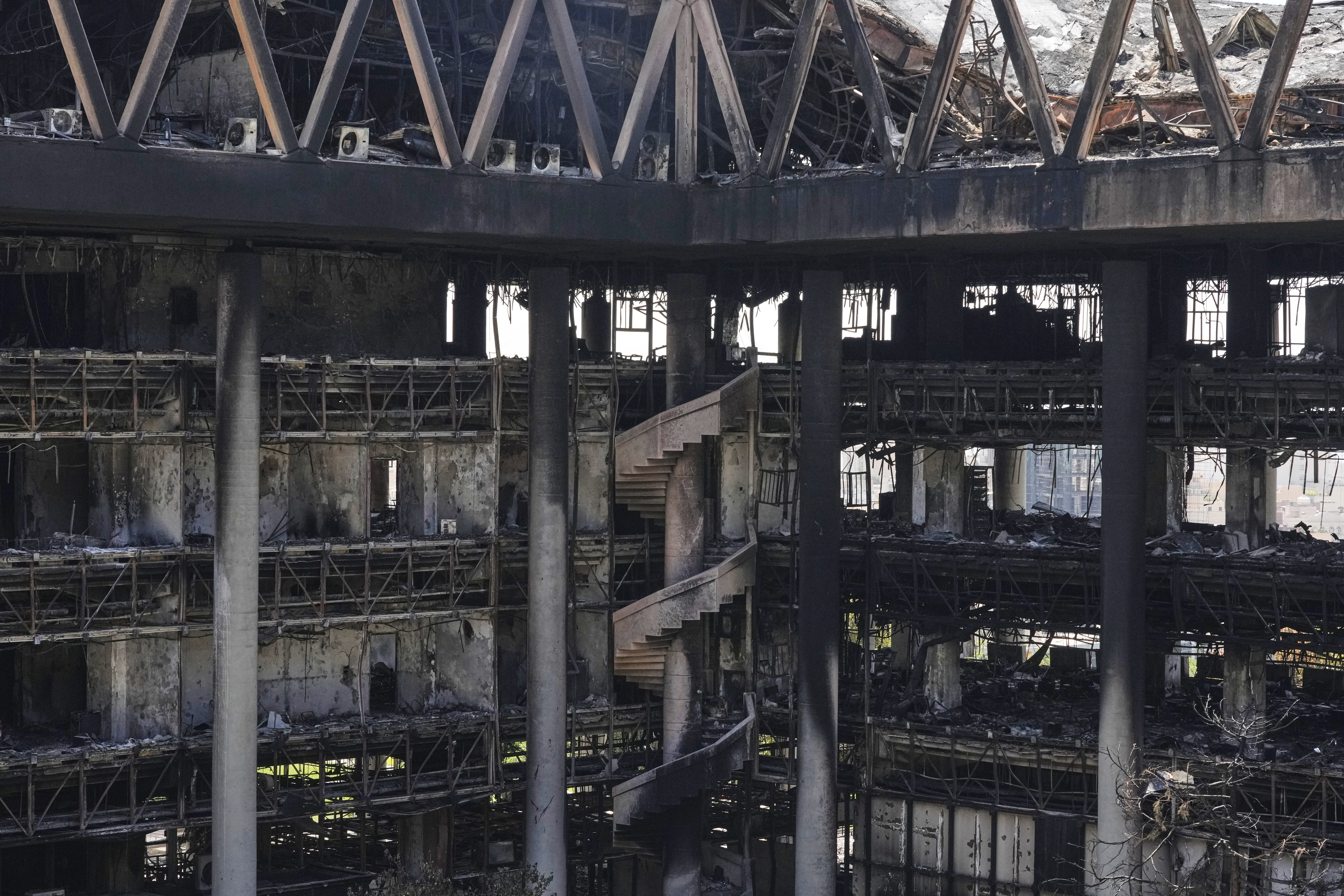 The damaged headquarters of Islamic Republic of Iran Broadcasting