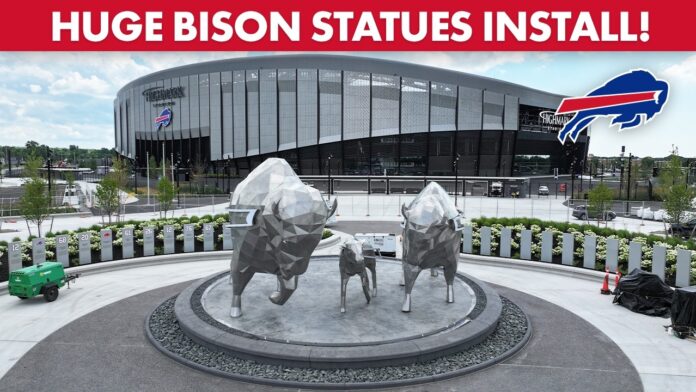 MASSIVE Bison Statue Installation At Highmark Stadium! | Buffalo Bills