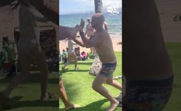 Congressional candidate Kirill Basin is knocked out by beachgoer after issuing threats to others. Congressional candidate Kirill Basin is knocked out by beachgoer after issuing threats to others.