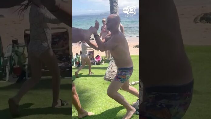 Congressional candidate Kirill Basin is knocked out by beachgoer after issuing threats to others.